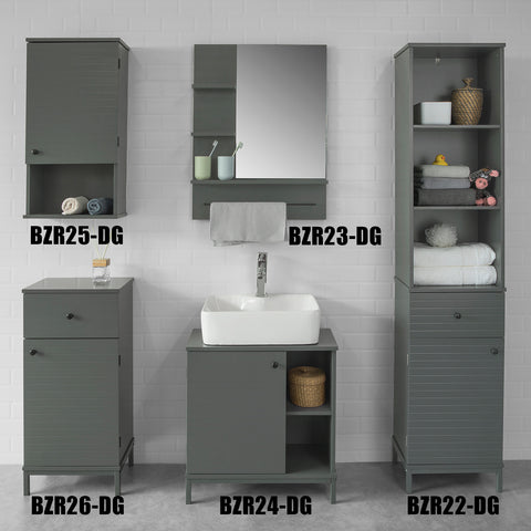 SoBuy BZR25-DG Medicijnkast -Badkamer - Verstelbare plank - Donkergrijs