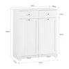 SoBuy BZR33-II-W Badkamerkast met Wasmand – Opbergkast met 2 Lades & 2 Waszakken van 45L – Stevige Houten Wasmandkast, Scandinavisch Design, Wit, 78x38x90cm
