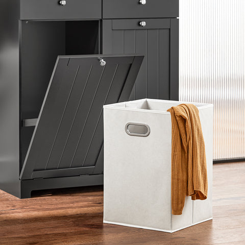 SoBuy BZR33-SCH Badkamerkast Opbergkist met 2 Lades en 2 Wasmanden Waskast Laundry Hamper