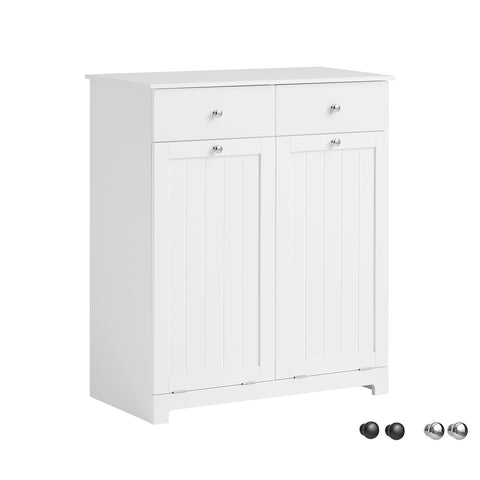 SoBuy BZR33-W Badkamerkast Opbergkist met 2 Lades en 2 Wasmanden Waskast Laundry Hamper - Wit (Breedte 78cm)