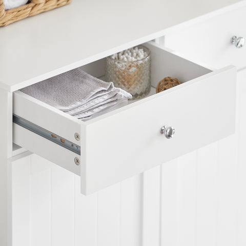 SoBuy BZR33-W Badkamerkast Opbergkist met 2 Lades en 2 Wasmanden Waskast Laundry Hamper - Wit (Breedte 78cm)