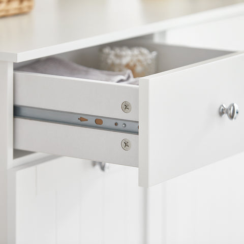 SoBuy BZR33-W Badkamerkast Opbergkist met 2 Lades en 2 Wasmanden Waskast Laundry Hamper - Wit (Breedte 78cm)
