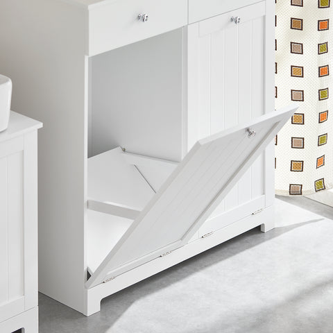 SoBuy BZR33-W Badkamerkast Opbergkist met 2 Lades en 2 Wasmanden Waskast Laundry Hamper - Wit (Breedte 78cm)