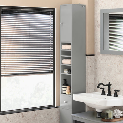 SoBuy BZR34-HG Badkamer Opbergkast Kolomkast Badkamermeubel WC