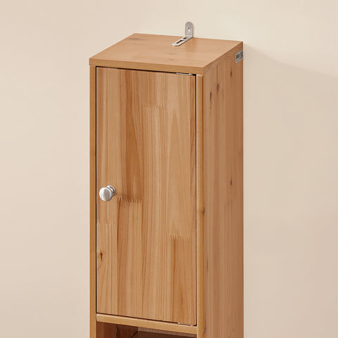 SoBuy BZR34-SH Badkamermeubel, opbergkast, smalle opbergkast, 1 lade, 2 deuren en 5 open vakken, verstelbare planken, houtkleur