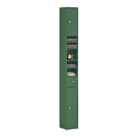 SoBuy BZR34-SY Opbergkast voor badkamer, zuil, toiletkast, 20 x 20 x 180 cm (l x d x h), groen
