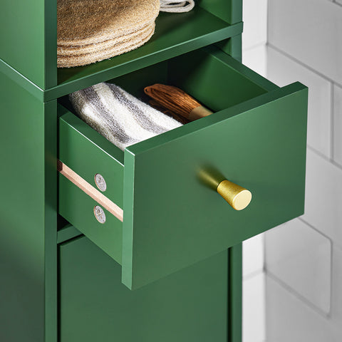 SoBuy BZR34-SY Opbergkast voor badkamer, zuil, toiletkast, 20 x 20 x 180 cm (l x d x h), groen