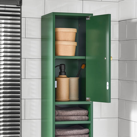 SoBuy BZR34-SY Opbergkast voor badkamer, zuil, toiletkast, 20 x 20 x 180 cm (l x d x h), groen