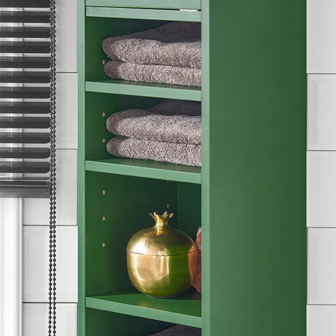 SoBuy BZR34-SY Opbergkast voor badkamer, zuil, toiletkast, 20 x 20 x 180 cm (l x d x h), groen
