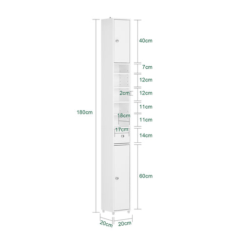 SoBuy BZR34-W Badkamer Opbergkast Kolomkast Badkamermeubel WC-kast