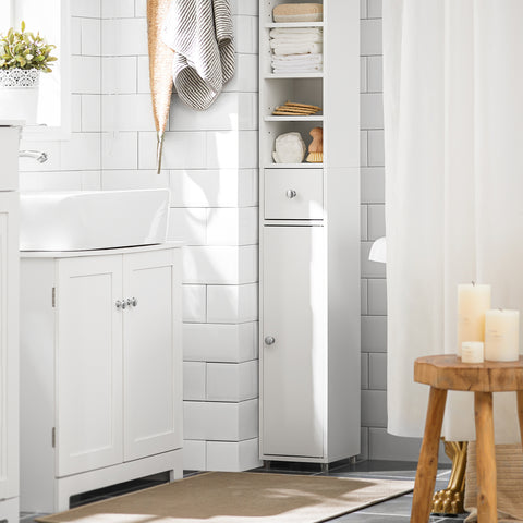 SoBuy BZR34-W Badkamer Opbergkast Kolomkast Badkamermeubel WC-kast