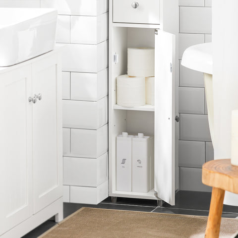SoBuy BZR34-W Badkamer Opbergkast Kolomkast Badkamermeubel WC-kast