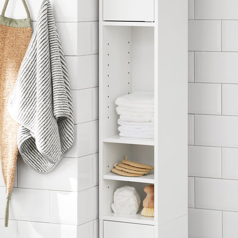 SoBuy BZR34-W Badkamer Opbergkast Kolomkast Badkamermeubel WC-kast