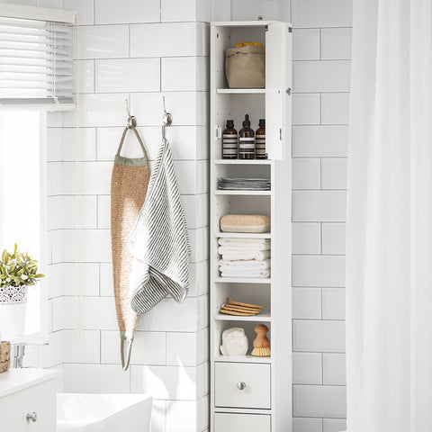 SoBuy BZR34-W Badkamer Opbergkast Kolomkast Badkamermeubel WC-kast