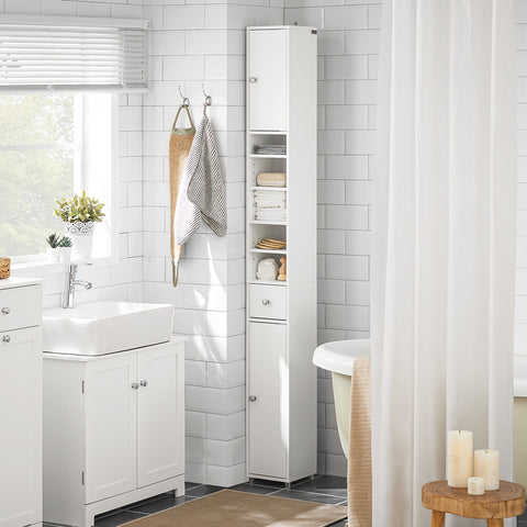 SoBuy BZR34-W Badkamer Opbergkast Kolomkast Badkamermeubel WC-kast