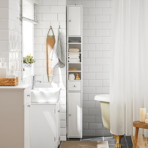 SoBuy BZR34-W Badkamer Opbergkast Kolomkast Badkamermeubel WC-kast