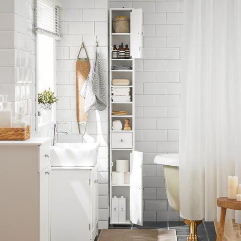 SoBuy BZR34-W Badkamer Opbergkast Kolomkast Badkamermeubel WC-kast