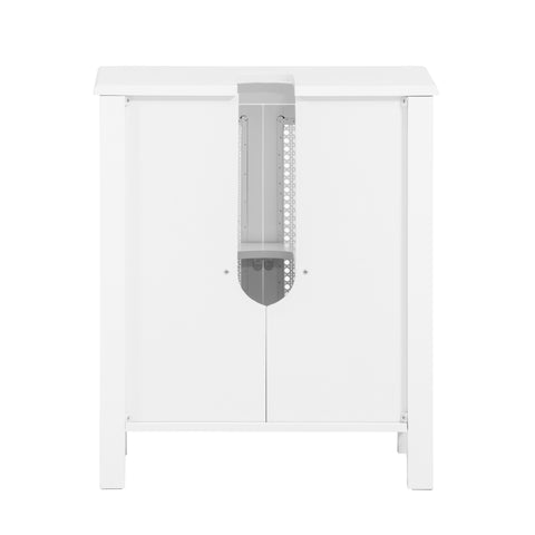 SoBuy BZR35-W Wastafelonderkast met roosterlook deuren badkamerkast wastafel onderkast badmeubel