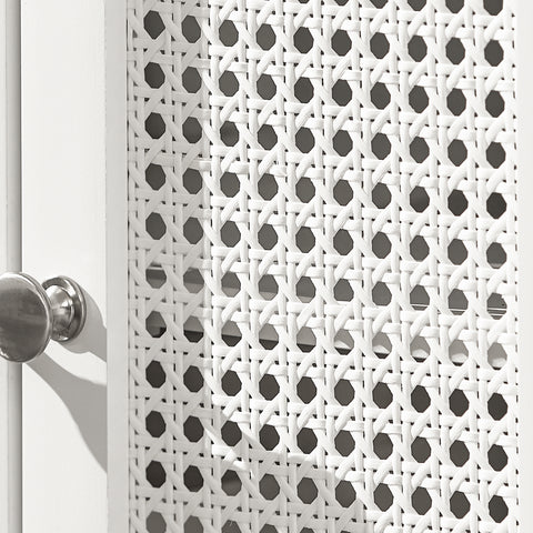 SoBuy BZR35-W Wastafelonderkast met roosterlook deuren badkamerkast wastafel onderkast badmeubel