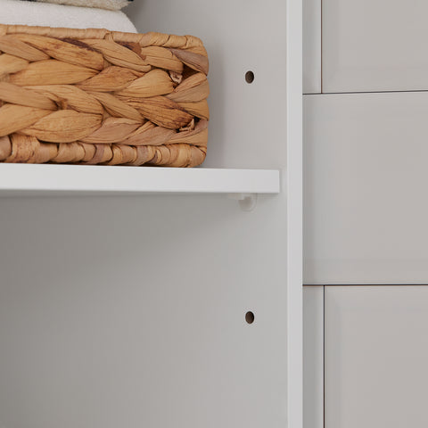 SoBuy BZR43-W badkamer hoge kast badkamerkast badrek badkamerkast met 3 open vakken en lamellendeur