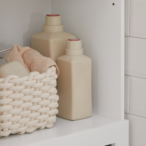 SoBuy BZR43-W badkamer hoge kast badkamerkast badrek badkamerkast met 3 open vakken en lamellendeur