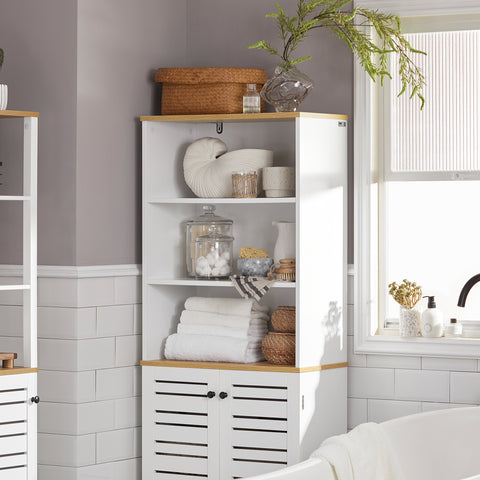 SoBuy BZR44-W badkamer ,hoge kast ,badkamerkast opbergkast badkamerkast ,boekenkast, keukenkast