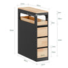 SoBuy BZR54-II-SCH Smalle Badkamerkast op Wielen – 23 cm Breed, 5 Opbergvakken, Massief Houten Blad, Zwart