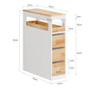 SoBuy BZR54-III-WN Compacte Badkamerkast met Wielen, Smalle Opbergkolom met 3 Laden en Plank, Wit & Natuur 65×23×82 cm