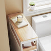 SoBuy BZR54-III-WN Compacte Badkamerkast met Wielen, Smalle Opbergkolom met 3 Laden en Plank, Wit & Natuur 65×23×82 cm