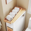 SoBuy BZR54-III-WN Compacte Badkamerkast met Wielen, Smalle Opbergkolom met 3 Laden en Plank, Wit & Natuur 65×23×82 cm