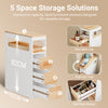 SoBuy BZR54-III-WN Compacte Badkamerkast met Wielen, Smalle Opbergkolom met 3 Laden en Plank, Wit & Natuur 65×23×82 cm