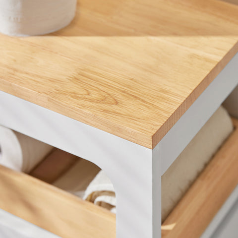 SoBuy BZR54-W Toiletrolhouder, Toiletkast, Badkamerkast, Smalle Opbergkast, Rek Smal met 1 Uitneembare Dienblad