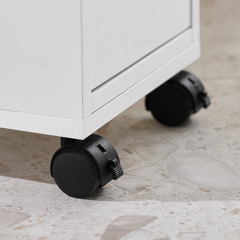 SoBuy BZR54-W Toiletrolhouder, Toiletkast, Badkamerkast, Smalle Opbergkast, Rek Smal met 1 Uitneembare Dienblad