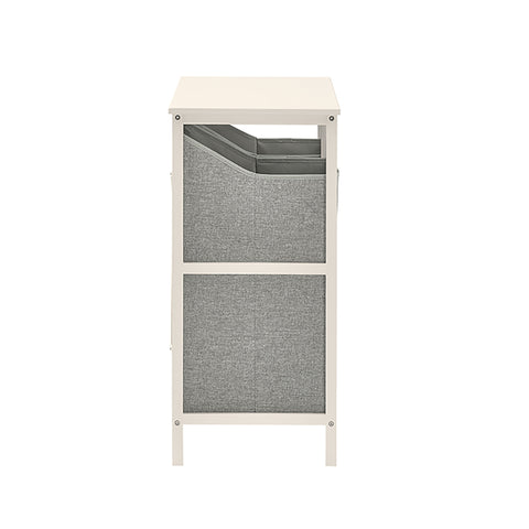 SoBuy BZR57-W Wasmand - met Legplank - 2 Compartimenten - 2 Verwijderbare Waszakken