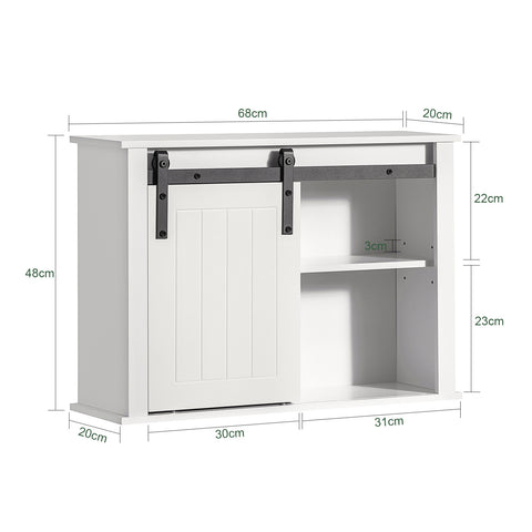 SoBuy BZR71-W Badkamer Wandkast, Badkamerkast Hangend, Opbergkast Hangkast, Badkamer Hoge Kast met Schuifdeur