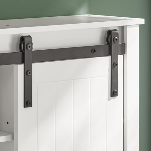 SoBuy BZR71-W Badkamer Wandkast, Badkamerkast Hangend, Opbergkast Hangkast, Badkamer Hoge Kast met Schuifdeur