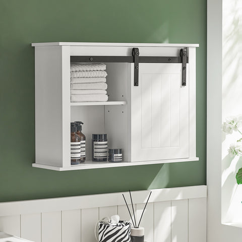 SoBuy BZR71-W Badkamer Wandkast, Badkamerkast Hangend, Opbergkast Hangkast, Badkamer Hoge Kast met Schuifdeur