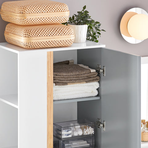 SoBuy BZR76-HG Badkamer Kolomkast - Badkamerkast - Hoge Kast - Staande Kolomkast - Opbergkast Opbergplank