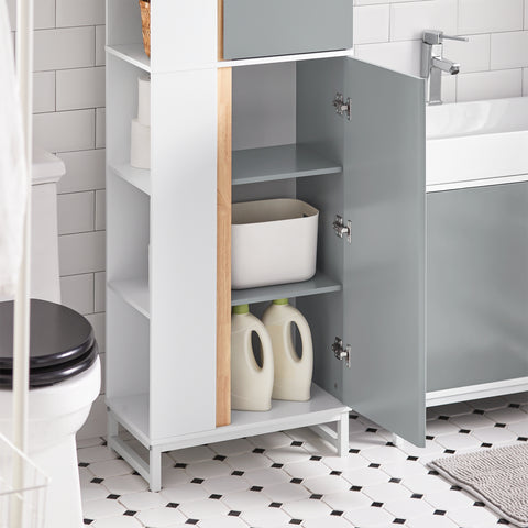 SoBuy BZR76-HG Badkamer Kolomkast - Badkamerkast - Hoge Kast - Staande Kolomkast - Opbergkast Opbergplank