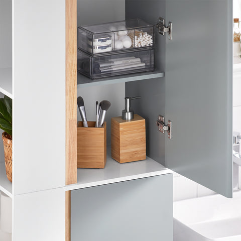 SoBuy BZR76-HG Badkamer Kolomkast - Badkamerkast - Hoge Kast - Staande Kolomkast - Opbergkast Opbergplank