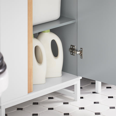 SoBuy BZR76-HG Badkamer Kolomkast - Badkamerkast - Hoge Kast - Staande Kolomkast - Opbergkast Opbergplank