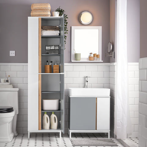 SoBuy BZR76-HG Badkamer Kolomkast - Badkamerkast - Hoge Kast - Staande Kolomkast - Opbergkast Opbergplank