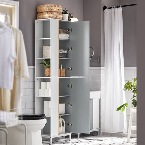 SoBuy BZR76-HG Badkamer Kolomkast - Badkamerkast - Hoge Kast - Staande Kolomkast - Opbergkast Opbergplank