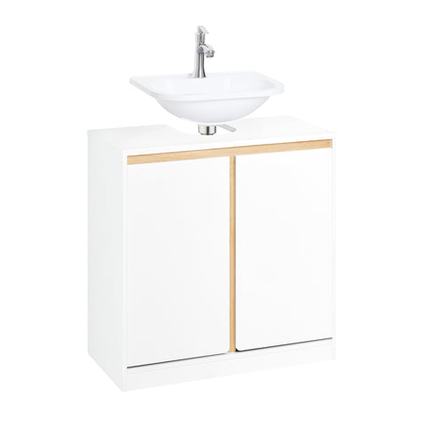 SoBuy BZR78-W Wastafelmeubel - Badkamerkast - Badkamer Onderkast - Opbergkast - Opbergplank