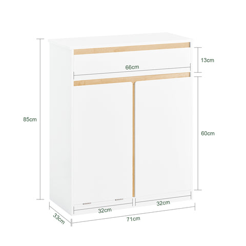 SoBuy BZR79-W Onderkast voor badkamer met afneembare wasbak, commode,toiletkast met 1 lade en 1 wasmand