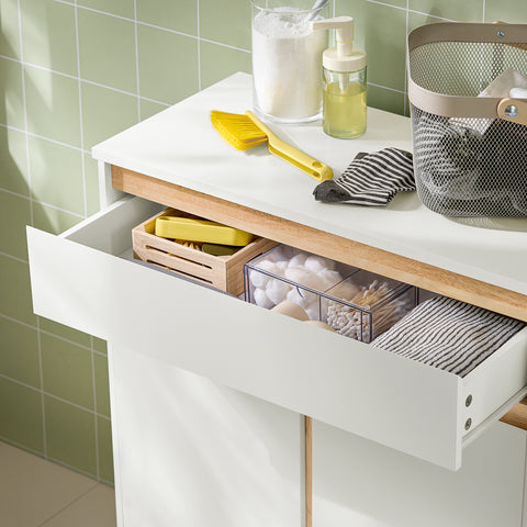 SoBuy BZR79-W Onderkast voor badkamer met afneembare wasbak, commode,toiletkast met 1 lade en 1 wasmand