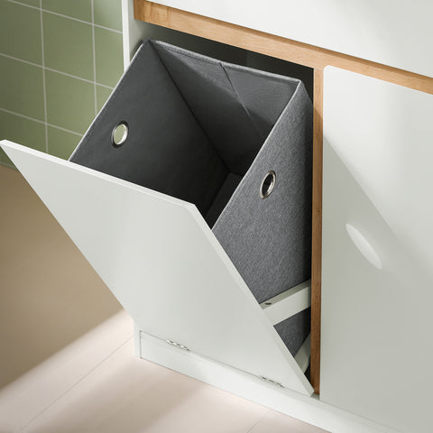 SoBuy BZR79-W Onderkast voor badkamer met afneembare wasbak, commode,toiletkast met 1 lade en 1 wasmand