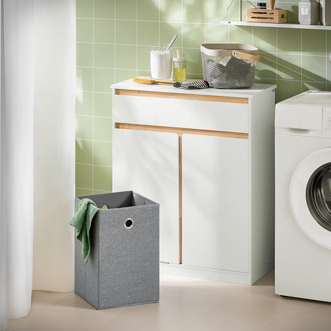 SoBuy BZR79-W Onderkast voor badkamer met afneembare wasbak, commode,toiletkast met 1 lade en 1 wasmand
