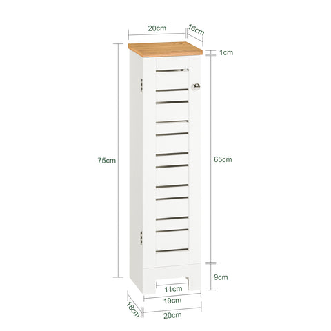 SoBuy BZR85-W Badkamer Kast, Staande Badkamerkast, Lage kast, Toiletrolhouder, Toiletkast, Smalle Opbergkast