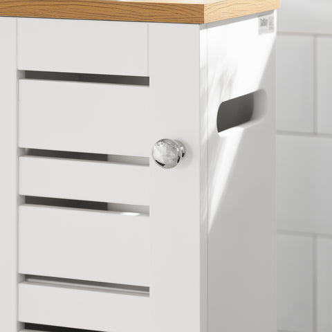 SoBuy BZR85-W Badkamer Kast, Staande Badkamerkast, Lage kast, Toiletrolhouder, Toiletkast, Smalle Opbergkast